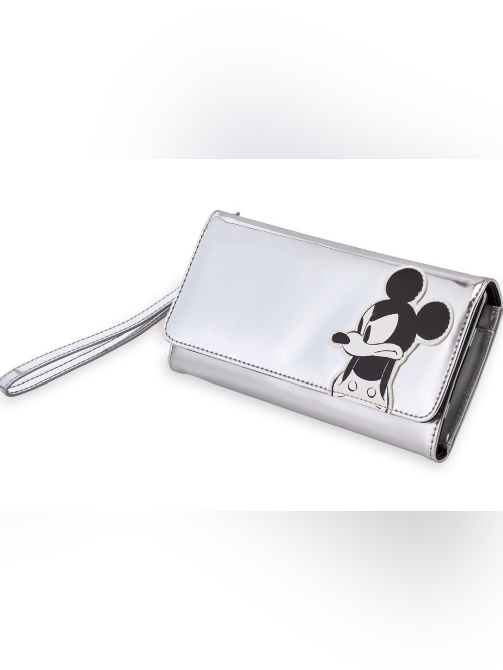 Disney Silver Metallic Mickey Wristlet Clutch